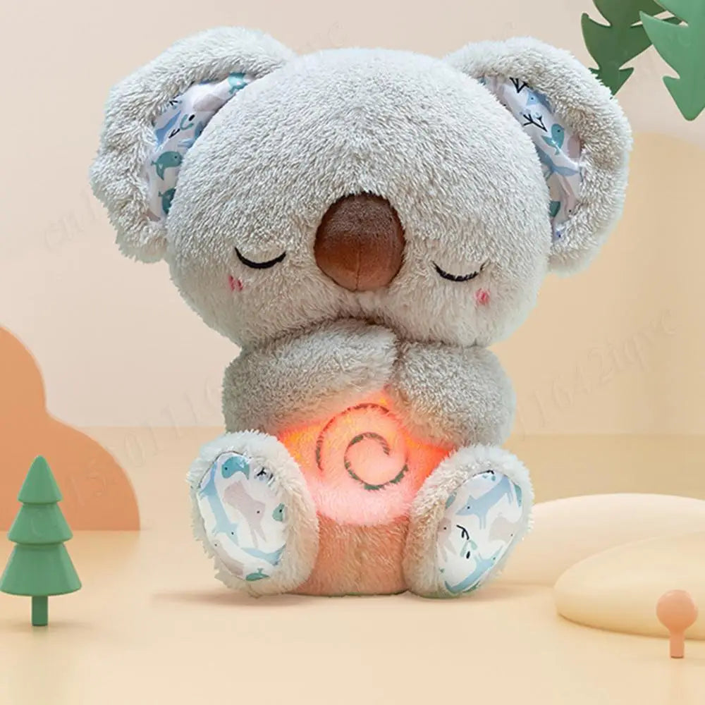 Cute Koala Comfort Doll with Music Lights Rhythmic Breathing Motion Sleeping Music Toy Musical Baby Toy for Newborn Infants